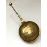A 17th Century Norwegian silver-gilt spoon with ball finial and engraved decoration 26.3gm 153mm