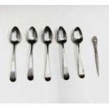 Five George III Old English pattern silver teaspoons by Peter and William Bateman 2.3oz and a