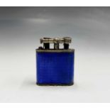 A Dunhill Unique silver blue enamelled cigarette lighter hallmarked London 1925 Max ht 53mm 71gm