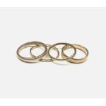 Four 22ct gold bands 8.8gm