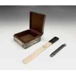 A Mordan silver pencil, a silver cigarette box and a paper-knife
