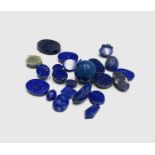 Various lapis lazuli cabochons and beads, 48g.