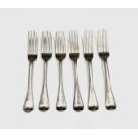 A set of six George IV tableforks in Old English pattern by William Chawner II London 1824 14.2oz