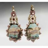 A pair of miniature hand-painted Bay of Naples earrings