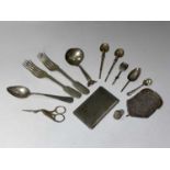 A pair of Victorian silver forks and other silver, plated ware etc.