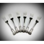 A set of six Glasgow William IV Kings Pattern table forks 1831 9oz initialled R