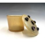 A Scottish horn box, the lid mounted with amethyst and citrine. Ht max 65mm