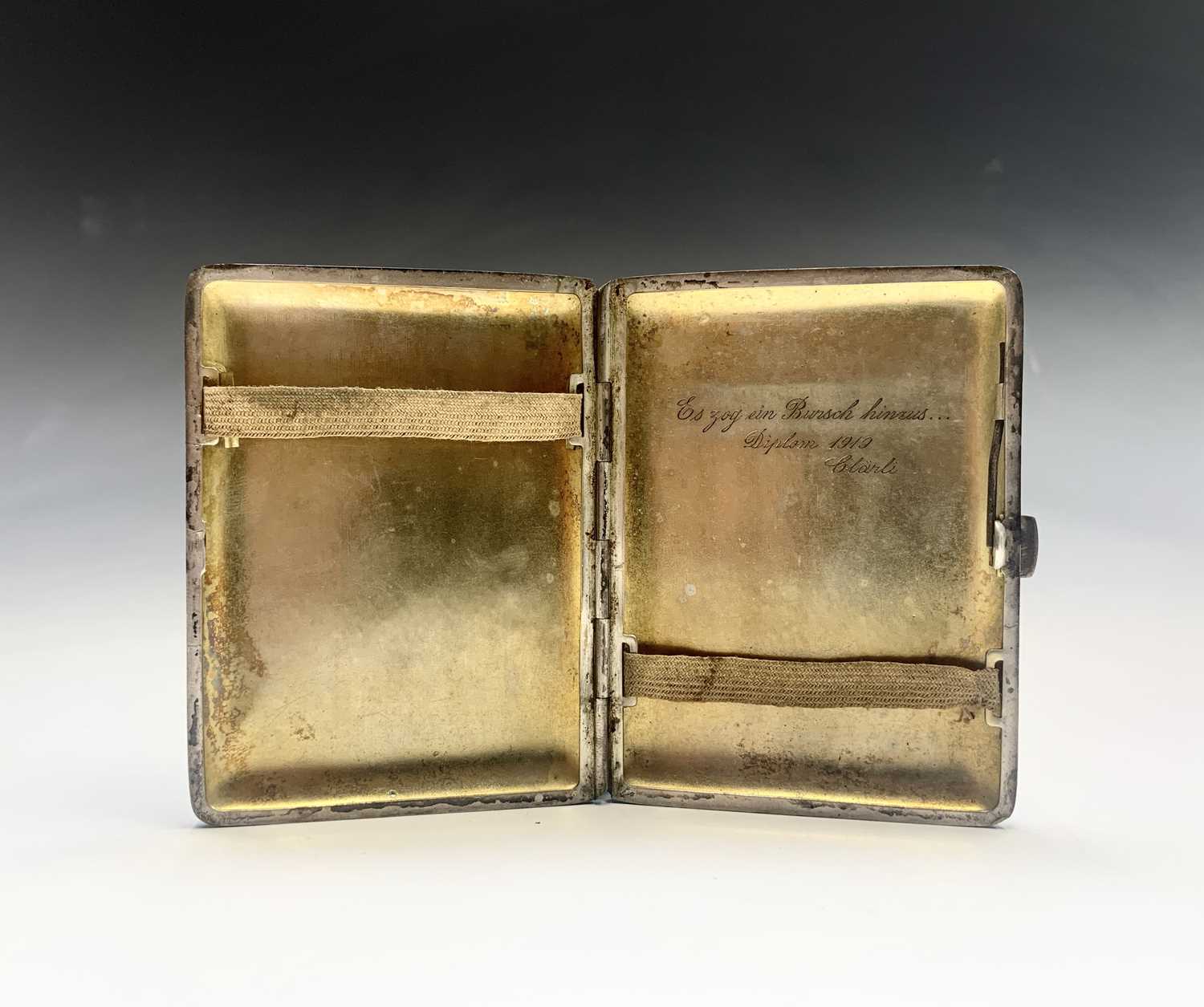 A German textured cigarette case, the gilt interior inscribed and dated 1919 95gmCondition report: - Image 3 of 3