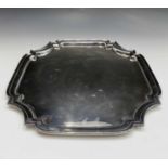 A silver George V plain tray, square with shaped edge by Henry Matthews Birmingham 1930 50oz