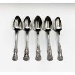 Five Dublin Kings Pattern crested tablespoons by Thomas Farnett (2) and Josiah Lowe (3) 15.4oz