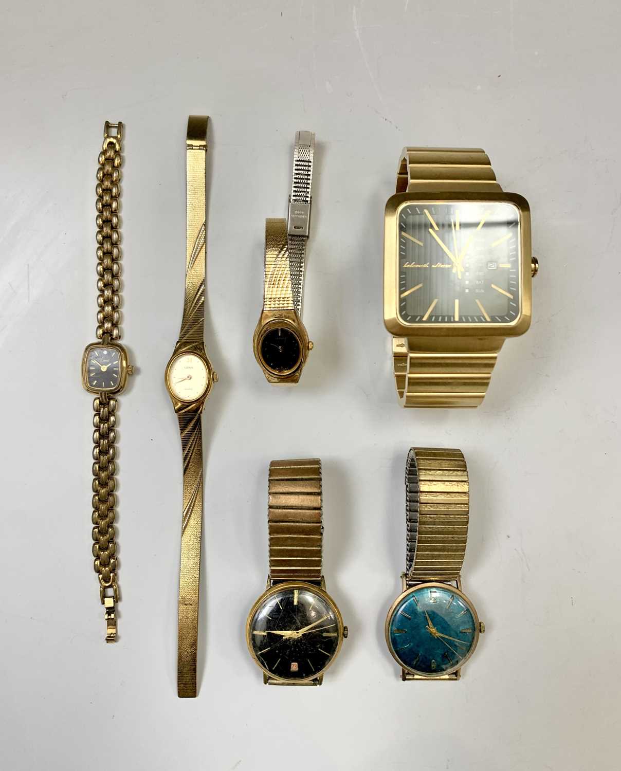 A silver cased fob watch, a 9ct gold gentleman's wristwatch and five other watches. - Image 6 of 10