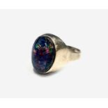 A gentleman's 9ct gold ring set an opal doublet 8.9gmsCondition report: Size X-Y. The gold band is