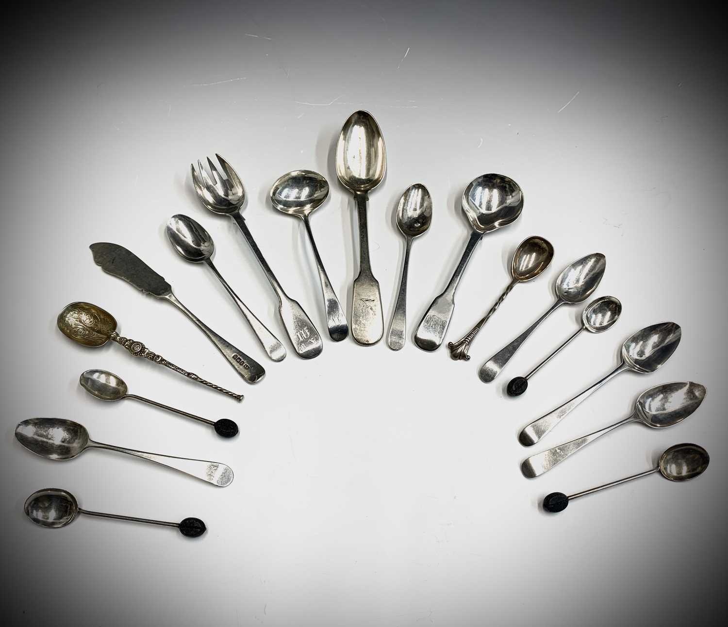 A silver dessert spoon by Hamilton Calcutta and other silver flatware 8.4oz
