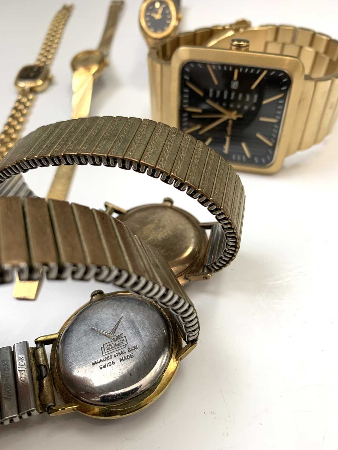 A silver cased fob watch, a 9ct gold gentleman's wristwatch and five other watches. - Image 5 of 10