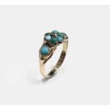 A Victorian 15ct gold turquoise and diamond set ring