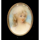 A portrait miniature of exceptional quality set in high purity gold 31 x 25mm