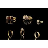 Six 9ct gold stone set rings 13.1gm