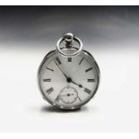 A late Victorian key wind open faced silver pocket watch, with Fogg's patent movement, hallmarked