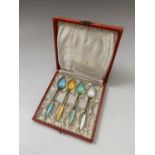 A set of four Danish Frigast enamel spoons, casedCondition report: Near perfect condition. The box