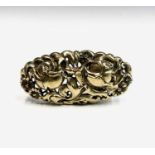 A Pierre Baltensperger Zurich 18ct gold oval brooch with roses amongst foliage 10.9gm 52mm
