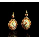 A pair of Italian miniature handpainted earrings with hummingbirdsCondition report: They move freely