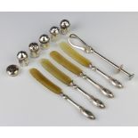 Five Continental silver condiments and minor items, weighable silver 22 grams