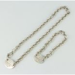 A silver Tiffany style necklace and bracelet 82 grams