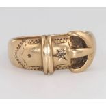 A 9ct yellow gold buckle ring, size N, 6.1 grams