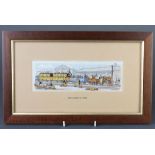 A modern reproduction "Stevengraph" framed "The Rocket" 7cm x 21cm