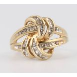 A 9ct yellow gold gem set dress ring size N 1/2, 4.2 grams