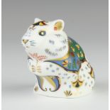 A Royal Crown Derby Imari pattern paperweight Hamster, gold stopper 6cm