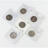 A quantity of Victorian shillings 1857, 1865, 1893, 1895 and 1897 (2)