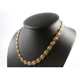 A 9ct yellow gold fancy link necklace, 11.4 grams, 42cm