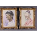 20th Century pastel studies of a Chinaman and a Roman, indistinctly signed and dated 1982, contained