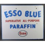 An Esso Blue Paraffin double sided advertising sign 46cm x 56cm There is some damage to the