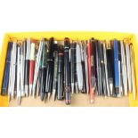 A Parker 17 black fountain pen and minor ball point pens etc