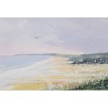 Brian Long, watercolour signed and dated '96, "West Country Beach Evening" 17cm x 25cm
