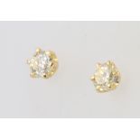 A pair of 18ct yellow gold diamond brilliant cut ear studs, approx, 0.57ct