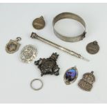 A silver bangle and minor silver jewellery etc 114 grams