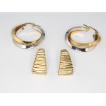 Two pairs of 9ct gold earrings 4.5 grams