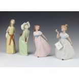 A Nadal porcelain figure of a young girl 25cm and 3 others