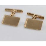 A pair of 9ct yellow gold rectangular cufflinks, 18 grams