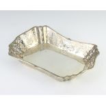 A rectangular pierced silver dish Birmingham 1913 22cm, 200 grams