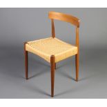 A Danish teak Moller style bar back dining chair with cord seat