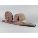 A pair of 19th Century and elm and metal mechanical bellows
