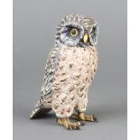 A cold painted bronze figure of an owl 12cm x 7.5cm x 6cm