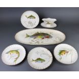 A French transfer print fish service comprising serving plate, 7 dinner plates and a sauce boat 2