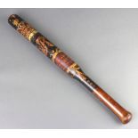 A Victorian turned and painted wooden Police truncheon with crown and cypher 46cm Some paint loss