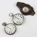 A silver cased mechanical pocket watch with seconds at 6 o'clock, a keywind ditto and a silver