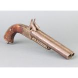 A 19th Century heavy bore double barrelled pin fire box lock pistol with 14cm barrel The barrel is